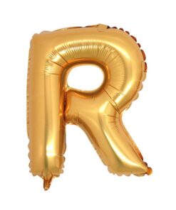 R Harfi - Gold - Folyo Harf Balon -100 cm