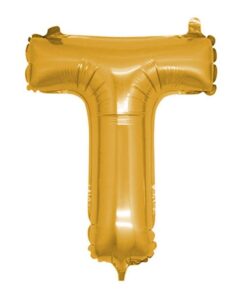 T Harfi - Gold - Folyo Harf Balon -100 cm