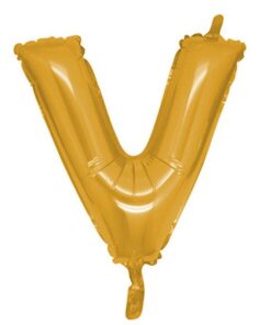 V Harfi - Gold - Folyo Harf Balon -100 cm