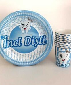 Diş Buğdayı Tabak-Bardak - Mavi