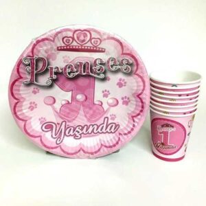 İyi ki Doğdun Prenses Pembe - Tabak ve Bardak