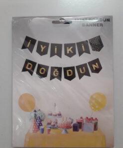 İyi ki Doğdun Yazılı Banner - Gold-Siyah