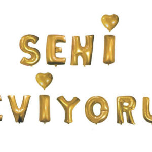 Seni Seviyorum-Folyo Balon-Gold