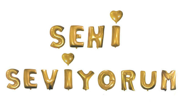 Seni Seviyorum-Folyo Balon-Gold