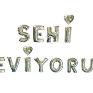 Seni Seviyorum-Folyo Balon-Gri