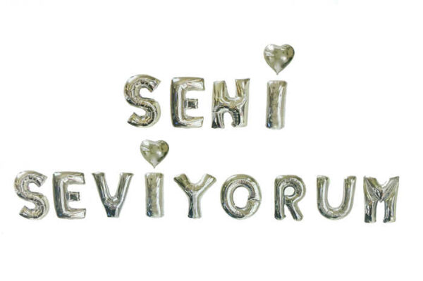 Seni Seviyorum-Folyo Balon-Gri