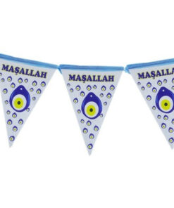 Maşallah Yazılı Nazar Boncuklu Üçgen Banner - Sünnet
