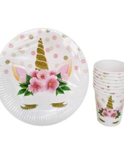 Unicorn Çiçekli-Tabak ve Bardak 8'li