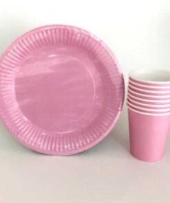 Karton Tabak Bardak - Pembe