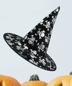 Halloween Siyah Kurukafalı Cadı Şapkası