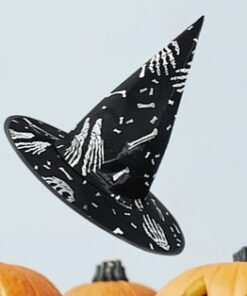 Halloween Siyah İskeletli Cadı Şapkası